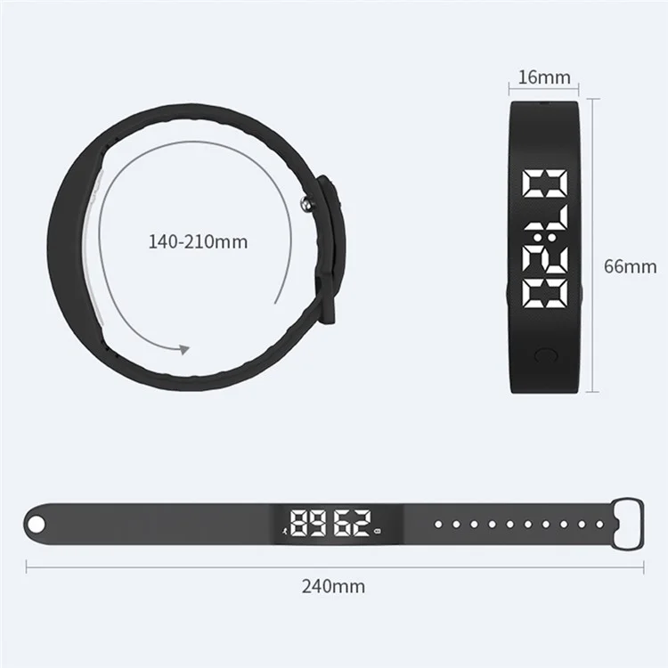 Braccialetto intelligente W5SV con sveglia a vibrazione, monitoraggio del sonno, display digitale e orologio elettrico - Rosso