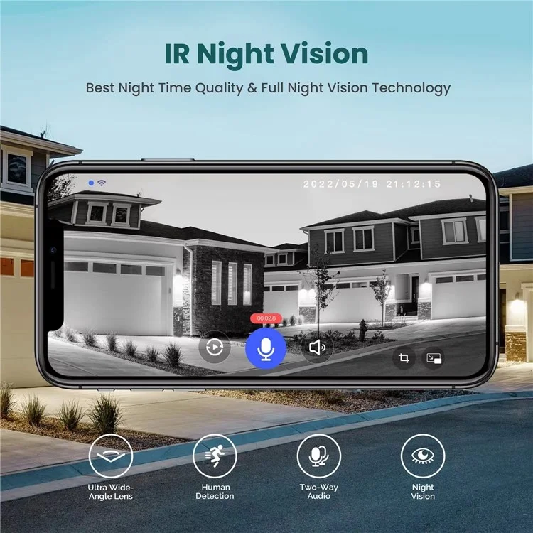 M8 Campainha de Segurança Doméstica Inteligente com Visão Noturna e Baixo Consumo de Energia, 1080P HD - Branco