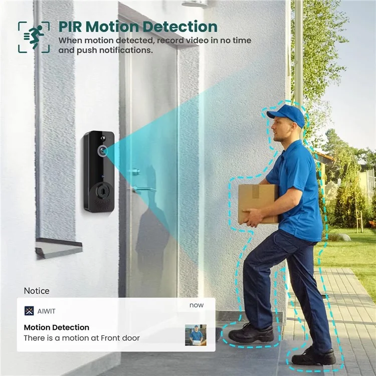 M8 1080P HD Smart WiFi Doorbell Home Security Night Vision Video Doorbell, No Battery - Grey