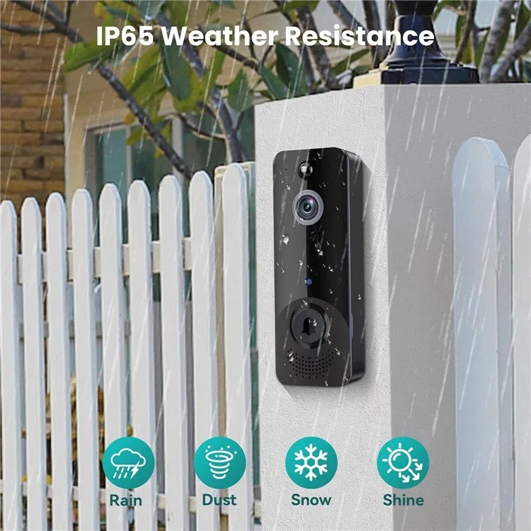 M8 1080P HD Smart WiFi Doorbell Home Security Night Vision Video Doorbell, No Battery - White
