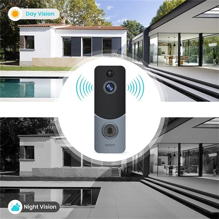 Q8 Wireless Cloud Storage Door Bell WiFi Türklingel Kamera mit Empfänger - Grau
