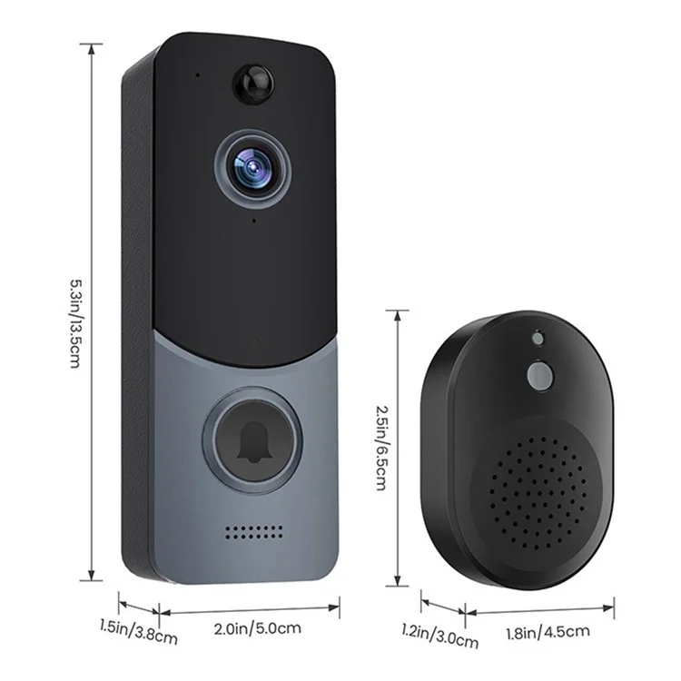 Q8 Wireless Cloud Storage Door Bell WiFi Türklingel Kamera mit Empfänger - Grau