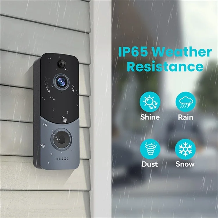 Q8 Two-way Audio WiFi Smart Doorbell Camera+Receiver+Battery+Charging Cable - Black