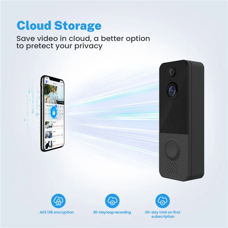 T8 WiFi Infrared Night Vision Door Bell Camera+Receiver+Battery+Charging Cable