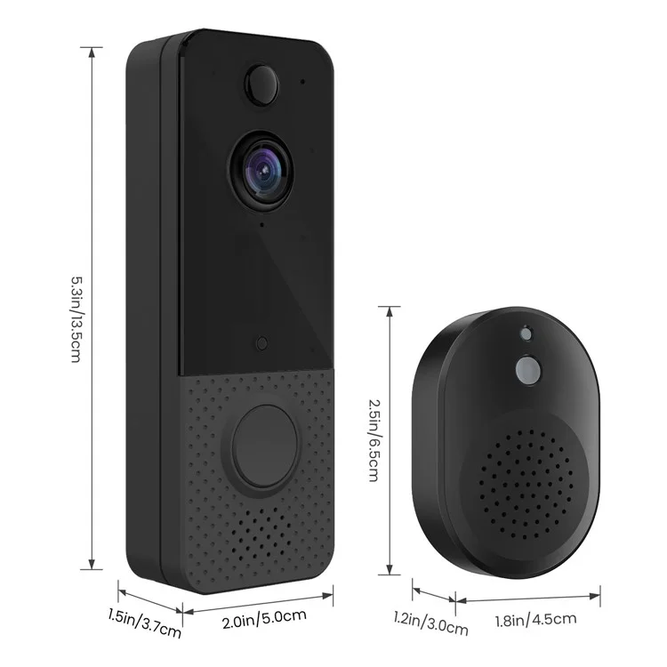 T8 WiFi Infrared Night Vision Door Bell Camera+Receiver+Battery+Charging Cable