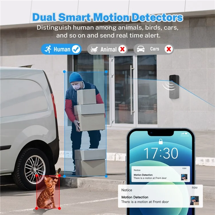 T8 WiFi Infrared Night Vision Door Bell Camera+Receiver+Battery+Charging Cable