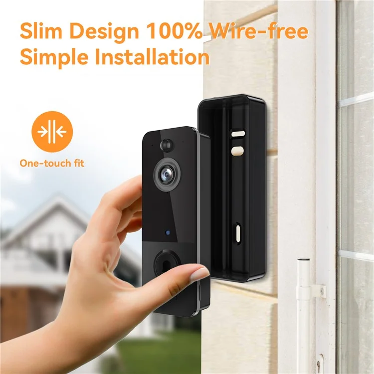 U8 Night Vision WiFi Doorbell Kamera+Receiver+Batterie+Ladekabel - Grau
