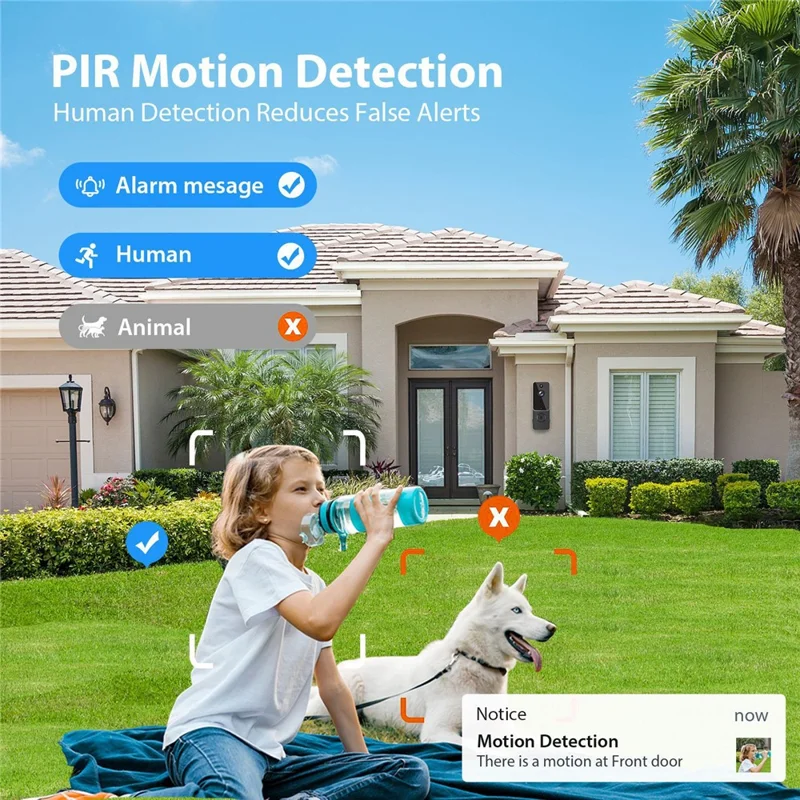 P8 Smart Night Vision WiFi Camera Door Bell+Receiver+Battery+Charging Cable - Purple