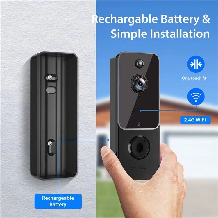P8 Telecamera Campanello Wireless WiFi con Rilevazione di Movimento e Ricevitore per la Sicurezza Domestica - Grigio 