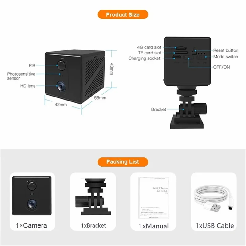 T9G3T Low-Power 4G HD Night Vision Remote Surveillance Camera, 4G EU Version