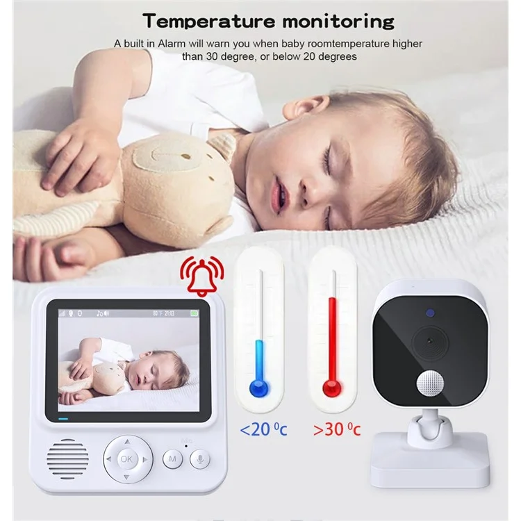 ABM900 Baby Monitor 2.8 Zoll Innen-Sicherheitskamera mit Zwei-Wege-Audio, Schlaflieder - US-Stecker