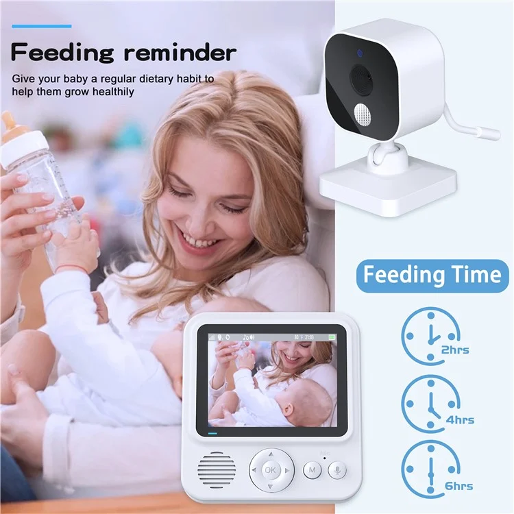 ABM900 Baby Monitor 2.8 Zoll Innen-Sicherheitskamera mit Zwei-Wege-Audio, Schlaflieder - US-Stecker