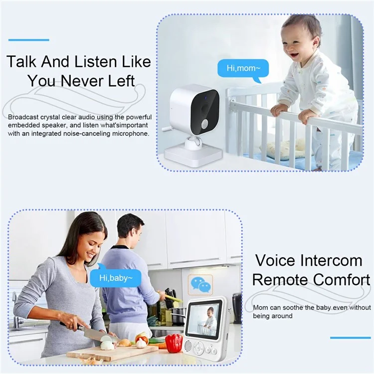 ABM900 Baby Monitor 2.8 Zoll Innen-Sicherheitskamera mit Zwei-Wege-Audio, Schlaflieder - US-Stecker