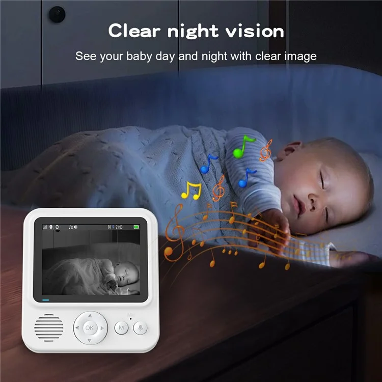 ABM900 Baby Monitor 2.8 Zoll Innen-Sicherheitskamera mit Zwei-Wege-Audio, Schlaflieder - US-Stecker