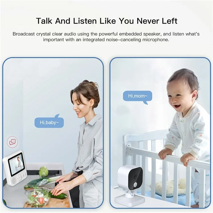 Moniteur bébé ABM900 2,8 pouces Caméra de sécurité intérieure avec audio bidirectionnel, berceuses - Prise UE