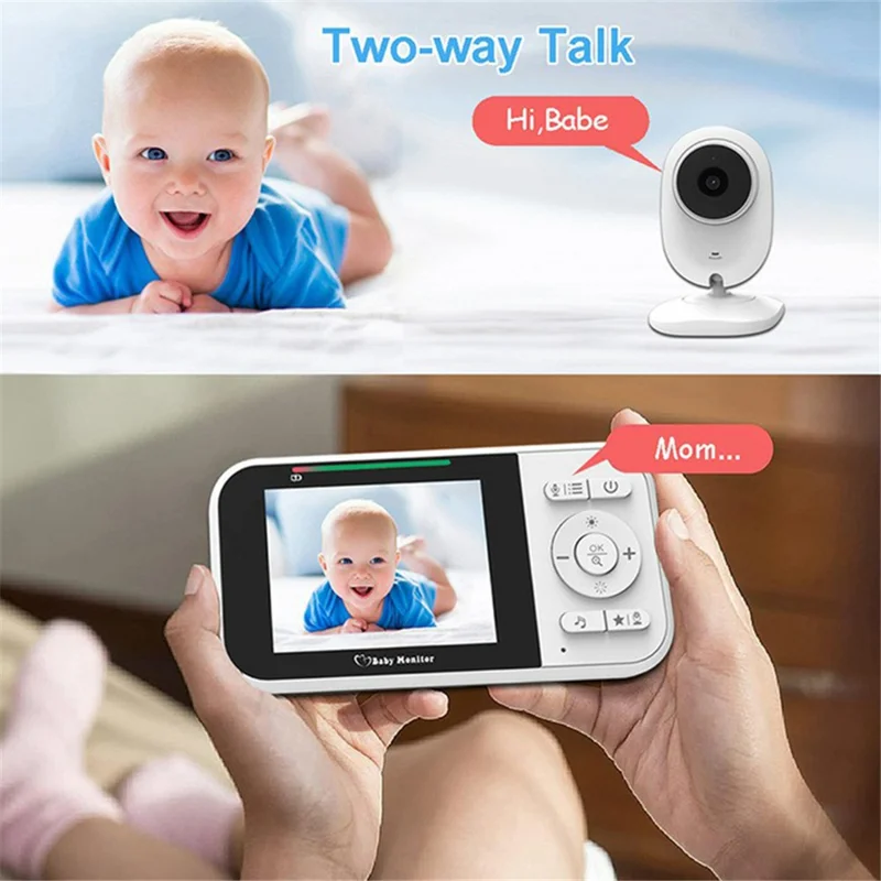 218 2.8-inch LCD Baby Monitor Temperature Detection 2 Way Voice Baby Security Video Camera - EU Plug