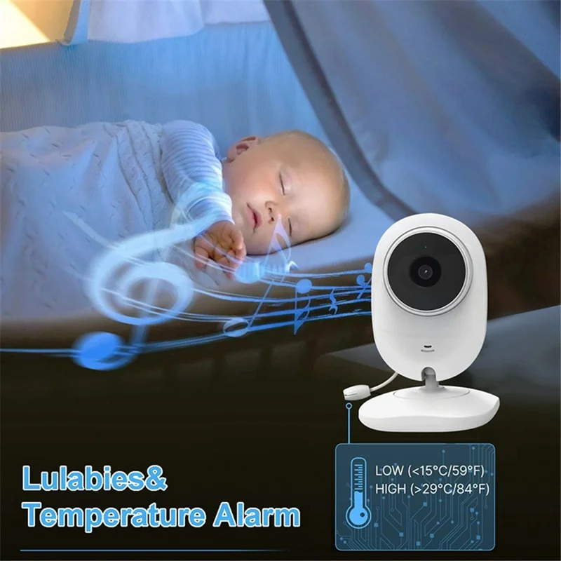 218 2.8-inch LCD Baby Monitor Temperature Detection 2 Way Voice Baby Security Video Camera - EU Plug