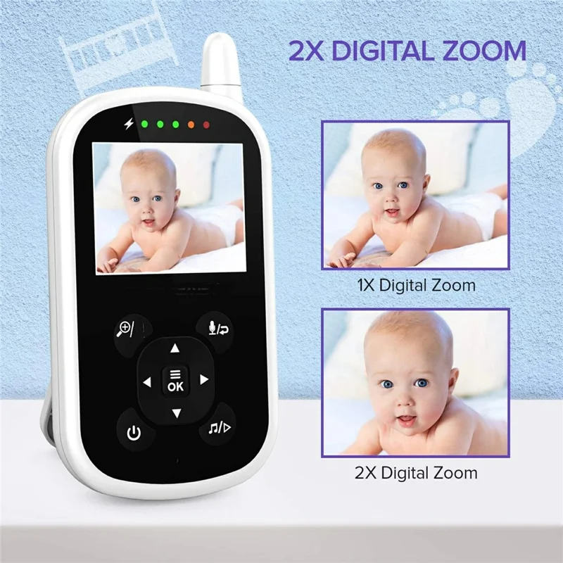 UU24 2.4-inch LCD Baby Monitor Temperature Detection 2 Way Voice Built-in Lullabies Baby Security Camera - UK Plug