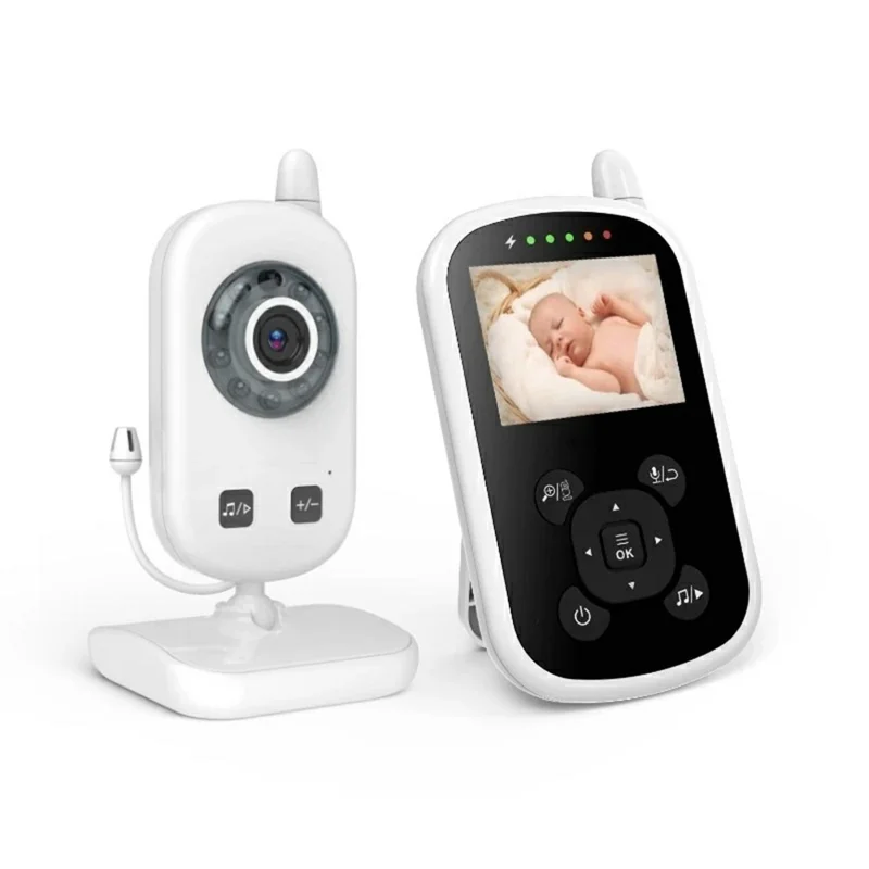 UU24 2.4-inch LCD Baby Monitor Temperature Detection 2 Way Voice Built-in Lullabies Baby Security Camera - UK Plug