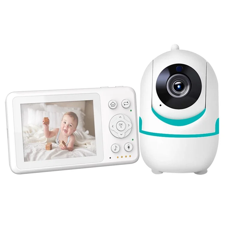 Moniteur bébé LCD 3,2 pouces D031 avec communication bidirectionnelle et berceuses intégrées - Caméra de sécurité domestique pour bébé - Bleu / Prise US
