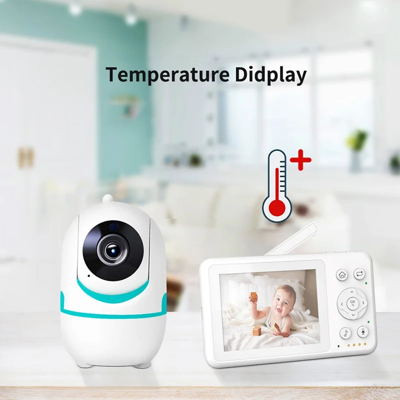 D031 3.2-inch LCD Baby Monitor 2 Way Voice Built-in Lullabies Home Baby Security Camera - Blue / EU Plug