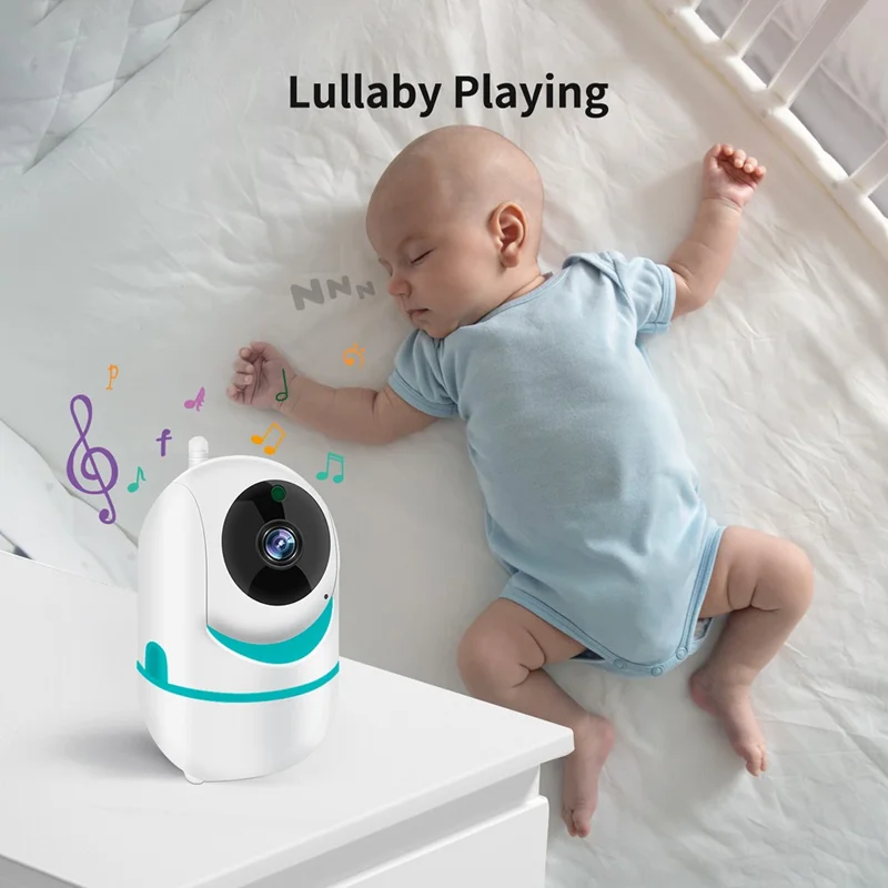 D031 3.2-inch LCD Baby Monitor 2 Way Voice Built-in Lullabies Home Baby Security Camera - Blue / EU Plug