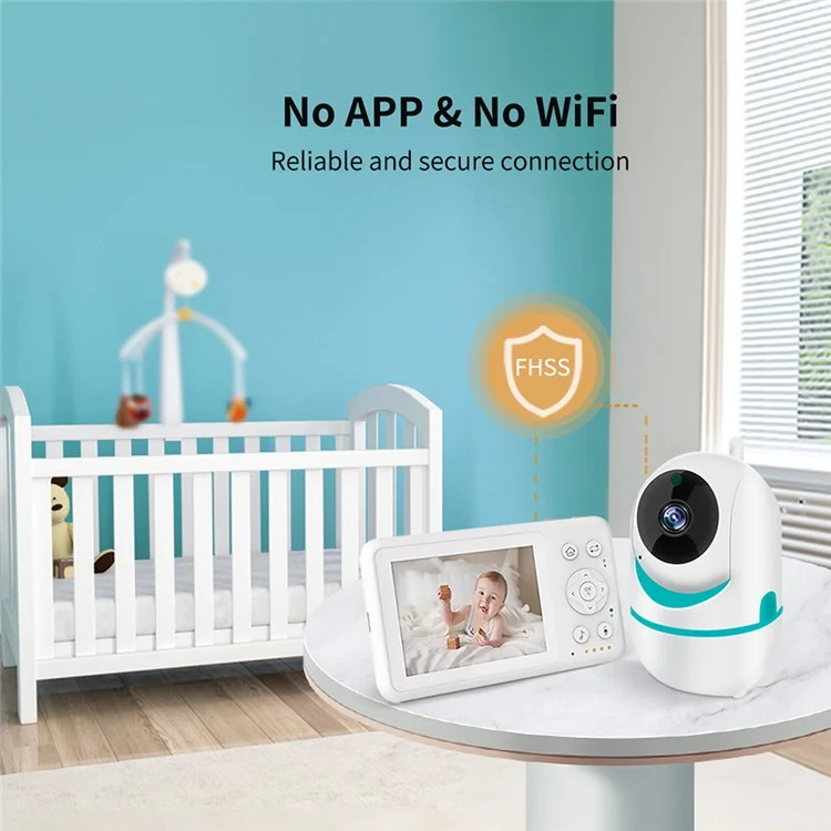D031 3.2-inch LCD Baby Monitor 2 Way Voice Built-in Lullabies Home Baby Security Camera - Grey / US Plug