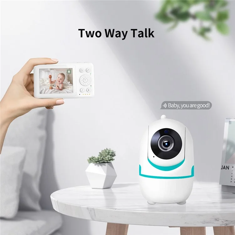 D031 3.2-inch LCD Baby Monitor 2 Way Voice Built-in Lullabies Home Baby Security Camera - Grey / US Plug