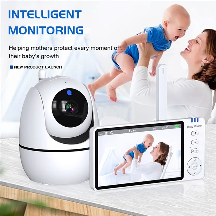 ABM501 5 Pouces Video Baby Monitor 2.4g Camerie de Sécurité de Vision Nocturne Audio Sans Fil Sans Fil - Plug