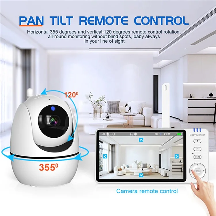 ABM501 5 Zoll Video-Babymonitor 2,4G Drahtlos Zwei-Wege-Audio Nachtsicht-Sicherheitskamera - US-Stecker