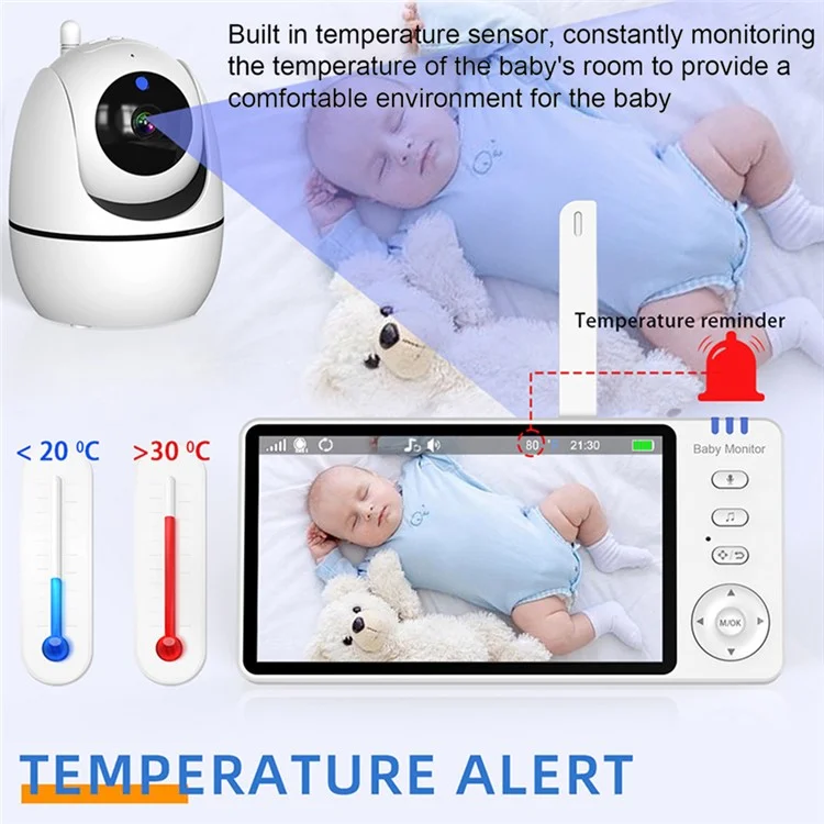 ABM501 5 Zoll Video-Babymonitor 2,4G Drahtlos Zwei-Wege-Audio Nachtsicht-Sicherheitskamera - US-Stecker