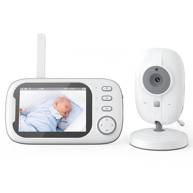 ABM600 3.5-inch Video Baby Monitor Dual Channel Camera Monitor Support Two-Way Voice - UK Plug