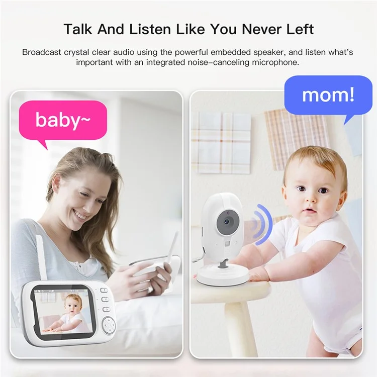 ABM600 3.5-inch Video Baby Monitor Dual Channel Camera Monitor Support Two-Way Voice - UK Plug