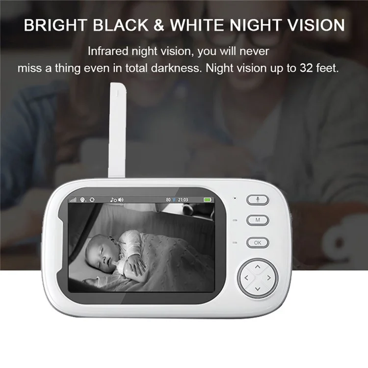 ABM600 3.5-inch Video Baby Monitor Dual Channel Camera Monitor Support Two-Way Voice - UK Plug
