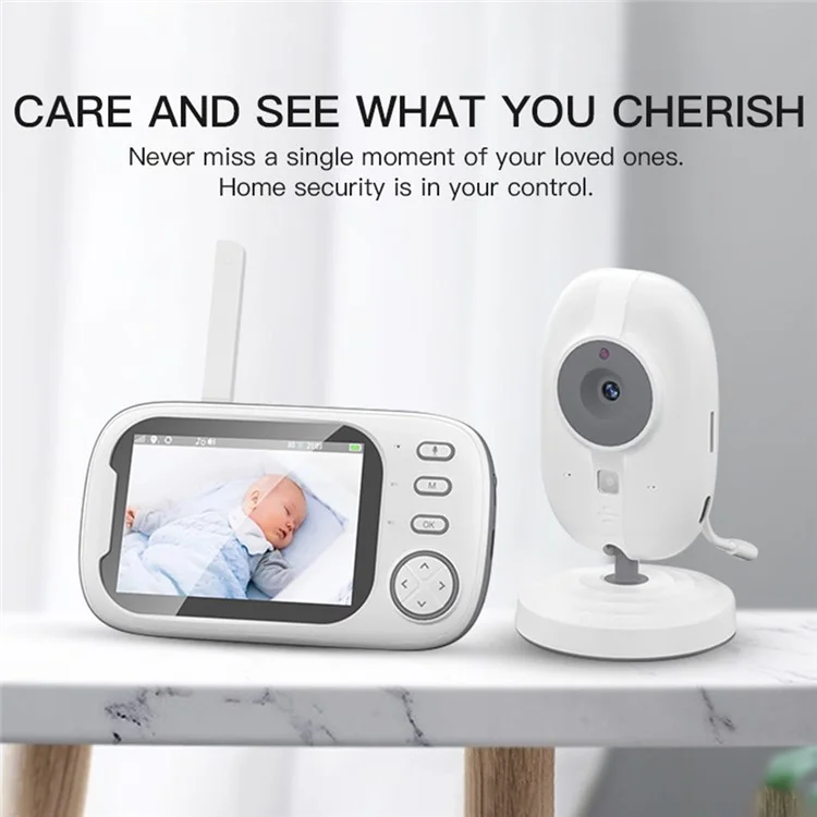 ABM600 3.5-inch Video Baby Monitor Dual Channel Camera Monitor Support Two-Way Voice - UK Plug