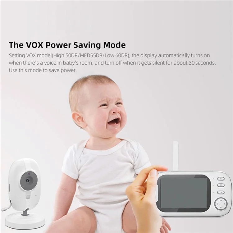 ABM600 3.5-inch Video Baby Monitor Dual Channel Camera Monitor Support Two-Way Voice - UK Plug