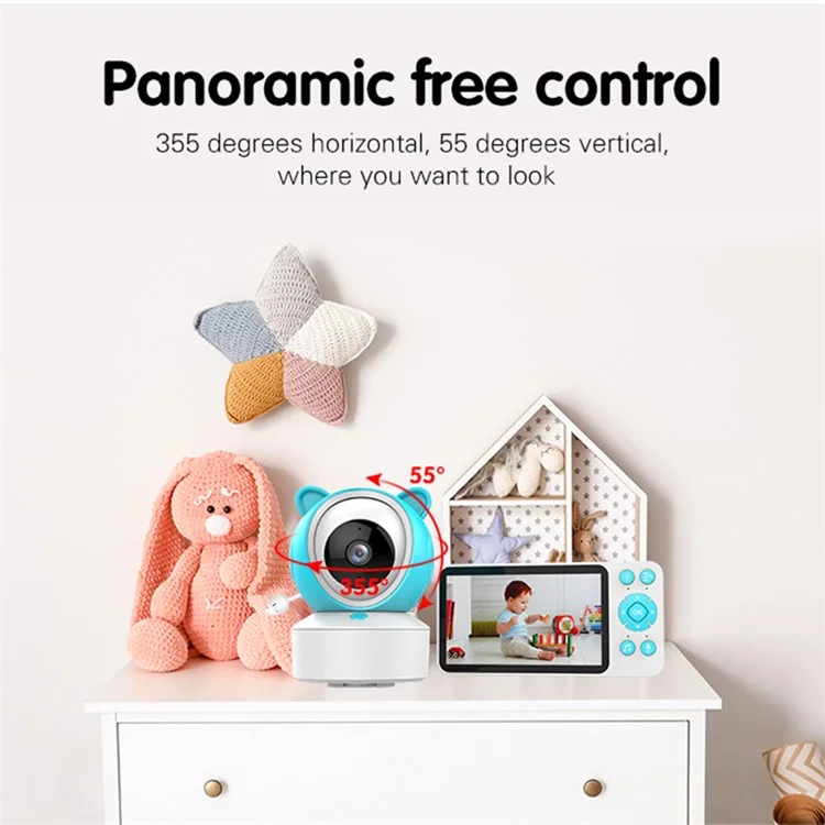 C8 5.0-inch Tuya APP Remote WiFi Camera Cry Detection Wireless Baby Monitor - AU Plug
