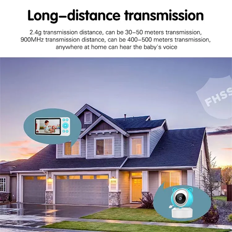 C8 5.0-inch Tuya APP Remote WiFi Camera Cry Detection Wireless Baby Monitor - AU Plug