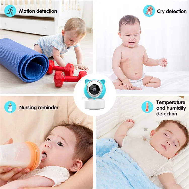 C8 5.0-inch Tuya APP Remote WiFi Camera Cry Detection Wireless Baby Monitor - AU Plug