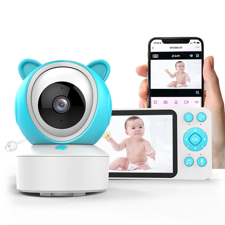 C8 5.0-inch Tuya APP Remote WiFi Camera Cry Detection Wireless Baby Monitor - AU Plug