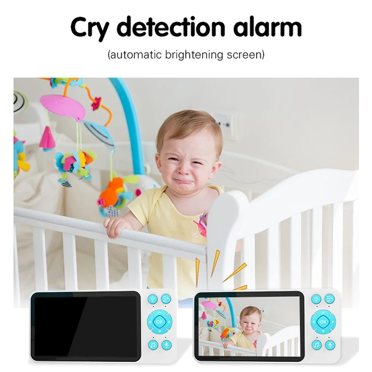 C8 5.0-inch Tuya APP Remote WiFi Camera Cry Detection Wireless Baby Monitor - AU Plug