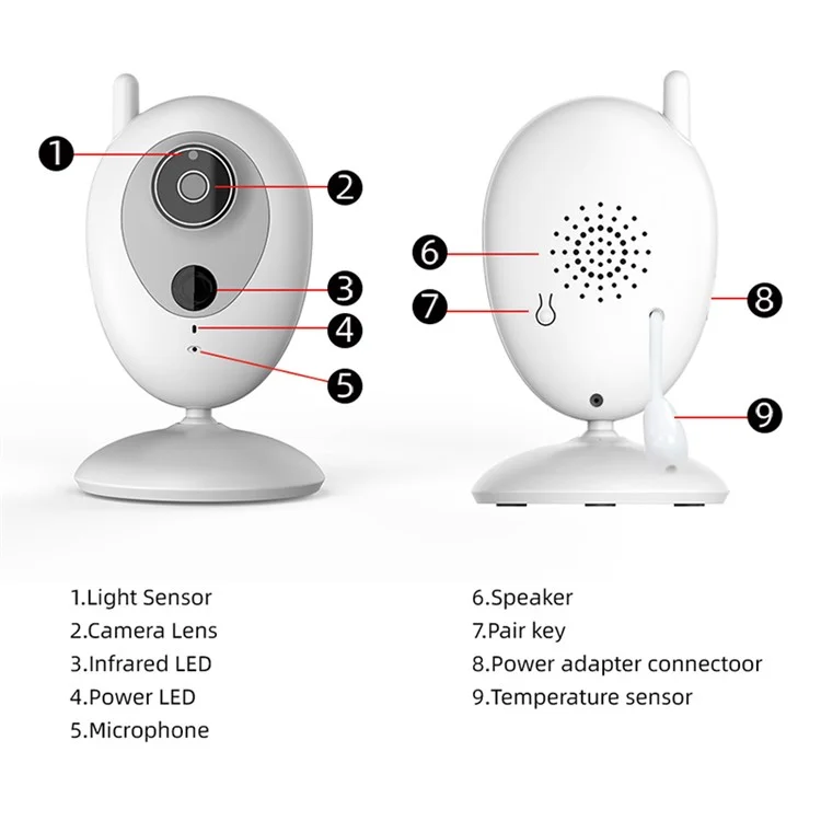 2.0-inch Night Vision Wireless Baby Monitor Room Temperature Monitor Intercom Camera - AU Plug