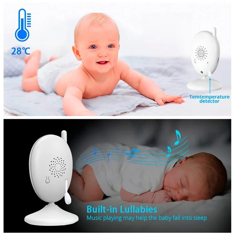 2.0-inch Night Vision Wireless Baby Monitor Room Temperature Monitor Intercom Camera - AU Plug