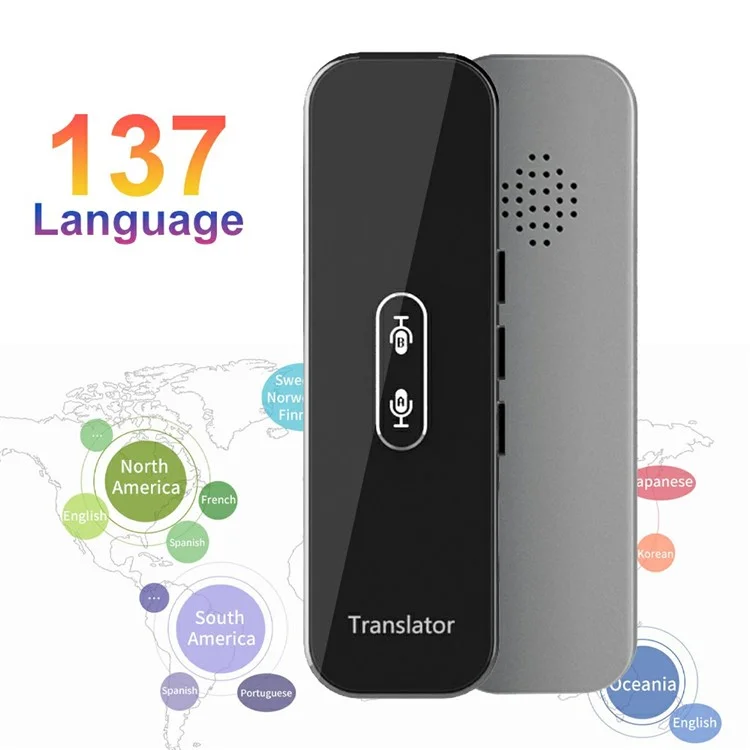 G6X Intégré 600mAh Batterie Bluetooth 137 Langues Traductor Pour Ios, Android - Gris