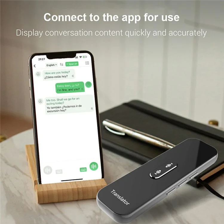 G6X Intégré 600mAh Batterie Bluetooth 137 Langues Traductor Pour Ios, Android - Gris