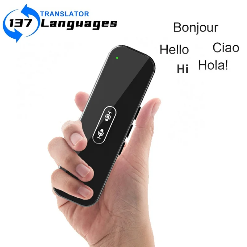 G6X Built-In 600mAh Battery Bluetooth-compatible 137 Languages Speech Translator for 8-Pin, Android - Black