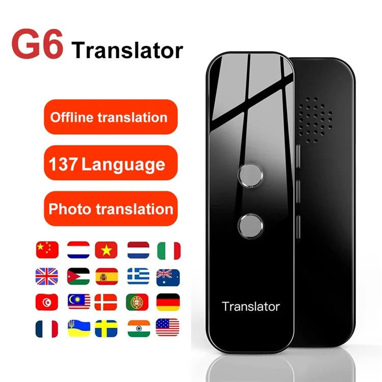 G6 137 Idiomas Traductor de Voz Recargable Bluetooth Smart Translation Stick - Gris