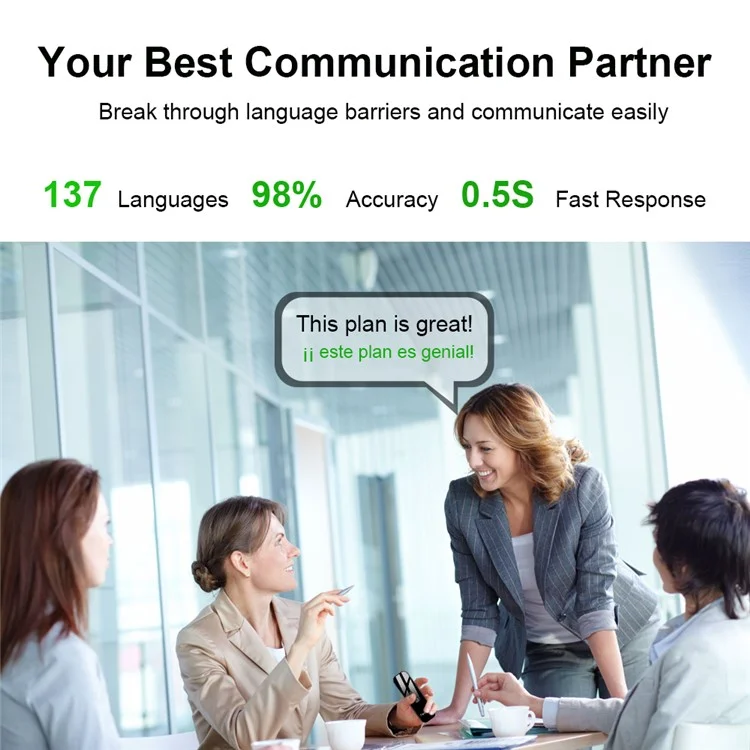 G6 137 Idiomas Traductor de Voz Recargable Bluetooth Smart Translation Stick - Gris
