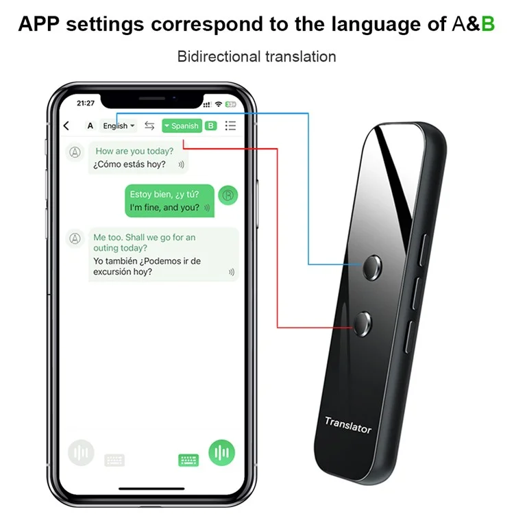 G6 137 Idiomas Traductor de Voz Recargable Bluetooth Smart Translation Stick - Gris