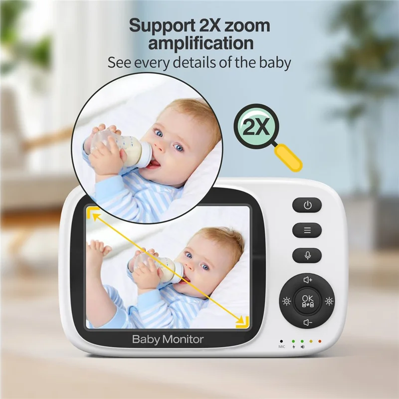 SM632 3.2 inch Wireless Baby Monitor Temperature Sensor 2X Zoom Baby Camera 2-Way Talk, 8 Lullabies - AU Plug